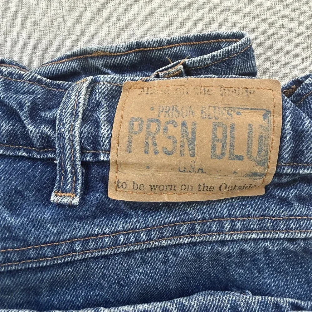 Vintage Prison Blues Denim Jeans Mens 36x31 Carpenter Workwear Made In USA